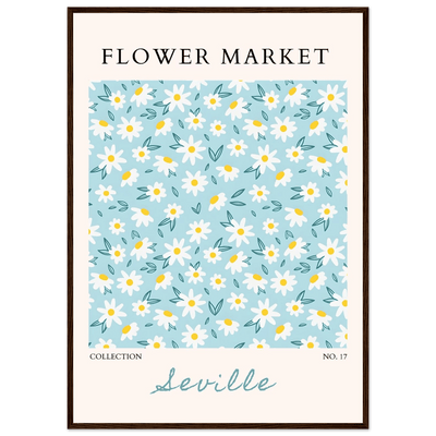 Charming Daisy Field Framed Poster – Pastel Blue & White Floral Art Print | Ready-to-Hang Wall Decor - Vibrantwalls