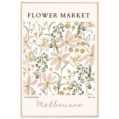 Flower Market Melbourne Framed Poster – Blush Floral & Sage Green Art Print | Ready-to-Hang Wall Decor - Vibrantwalls