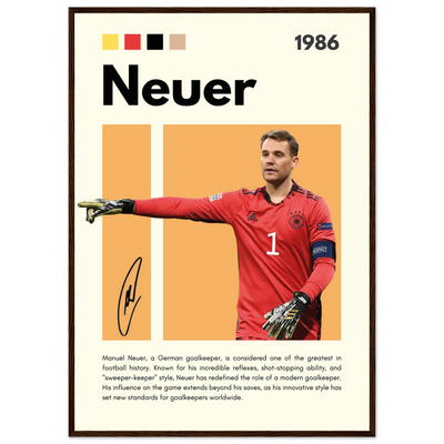 Manuel Neuer Goalkeeper Framed Football Legend Poster A1 (59.4 x 84.1 cm) Dark wood frame Vibrantwalls