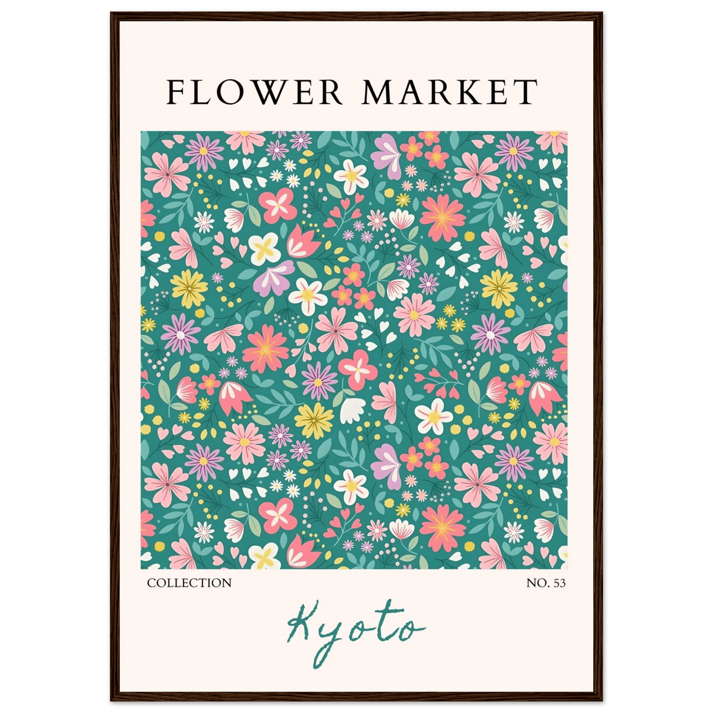 Kyoto Flower Market Framed Poster – Whimsical Floral Art Print for a Touch of Spring | Ready-to-Hang Decor - Vibrantwalls