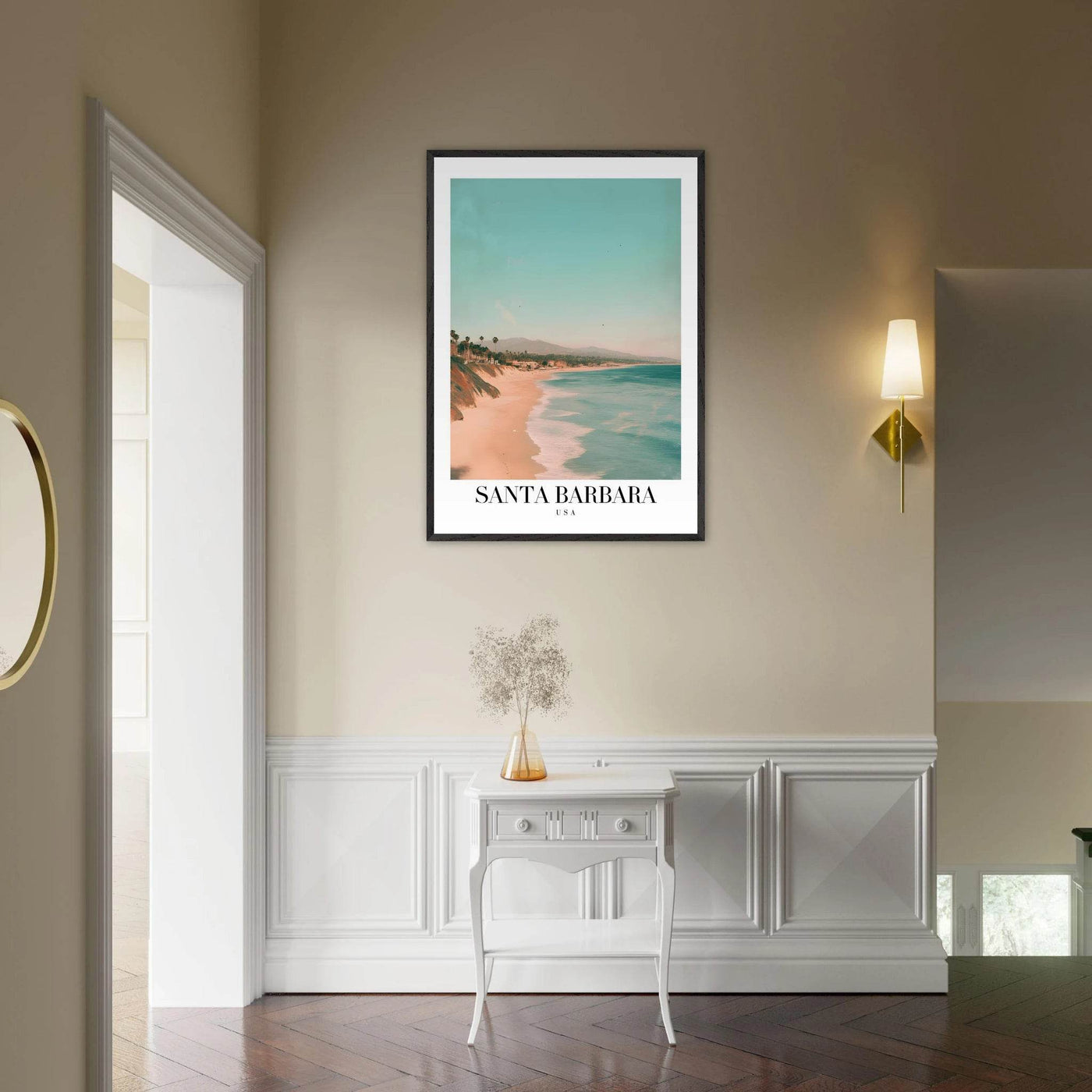 Santa Barbara USA Framed Poster – Pastel Beach Travel Wall Art in Your Choice of Frame - Vibrantwalls