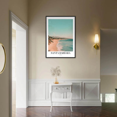 Santa Barbara USA Framed Poster – Pastel Beach Travel Wall Art in Your Choice of Frame - Vibrantwalls