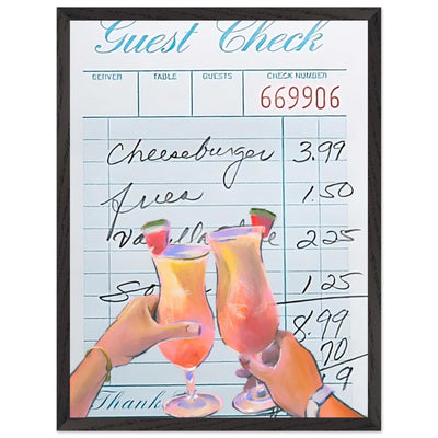 Retro Diner Cocktail "Guest Check" 45x60 cm 18x24″ Black frame Not assembled Vibrantwalls