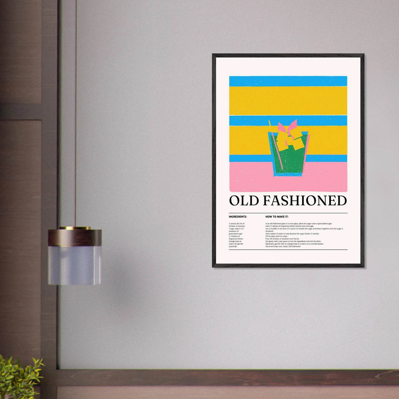 Old Fashioned Cocktail Recipe Art Print - Vibrantwalls