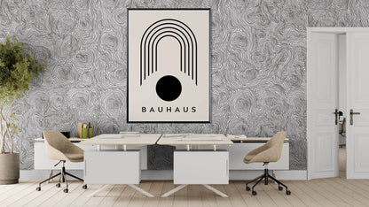 Bauhaus Black Beige Arch Circle Movement Style Design Wall Art - Vibrantwalls