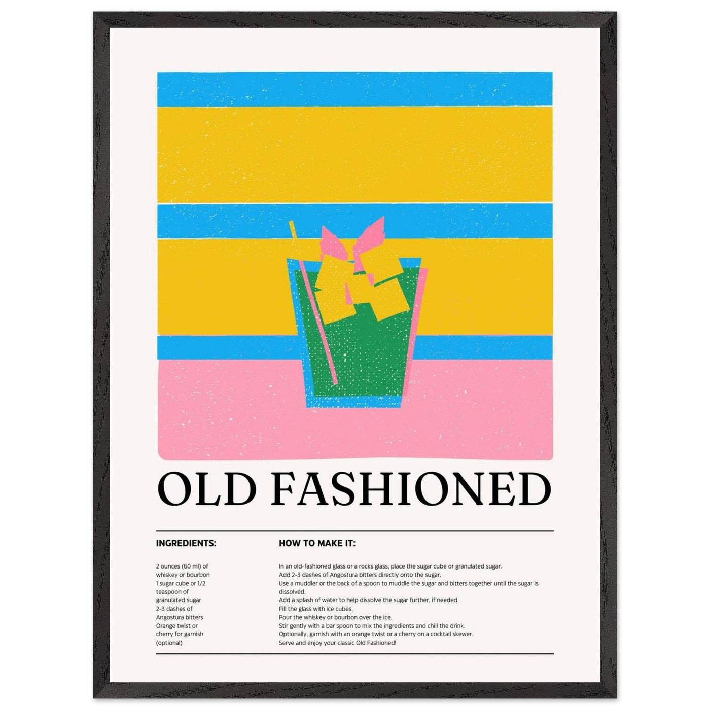 Old Fashioned Cocktail Recipe Art Print - Vibrantwalls