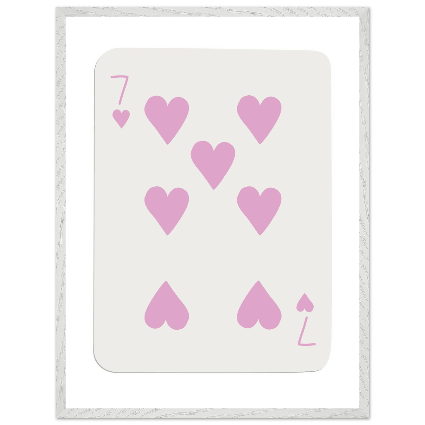 Charming Seven of Hearts Poker Card Print - Mounted Framed Poster Art with Eco-Friendly Wood Frame - Vibrantwalls