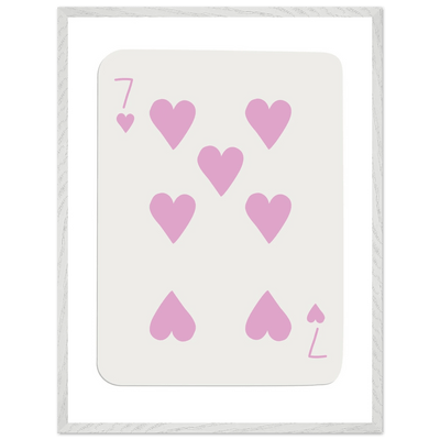 Charming Seven of Hearts Poker Card Print - Mounted Framed Poster Art with Eco-Friendly Wood Frame - Vibrantwalls