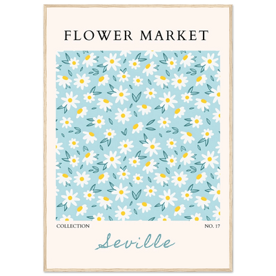 Charming Daisy Field Framed Poster – Pastel Blue & White Floral Art Print | Ready-to-Hang Wall Decor - Vibrantwalls