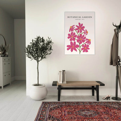 Vibrant Botanical Garden Framed Poster – Pink Cosmos & Abstract Floral Art Print | Ready-to-Hang in Various Sizes - Vibrantwalls