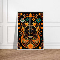 Boho Guitar Dreams Cubism Style Folk Art Design Poster Wall Art - Vibrantwalls