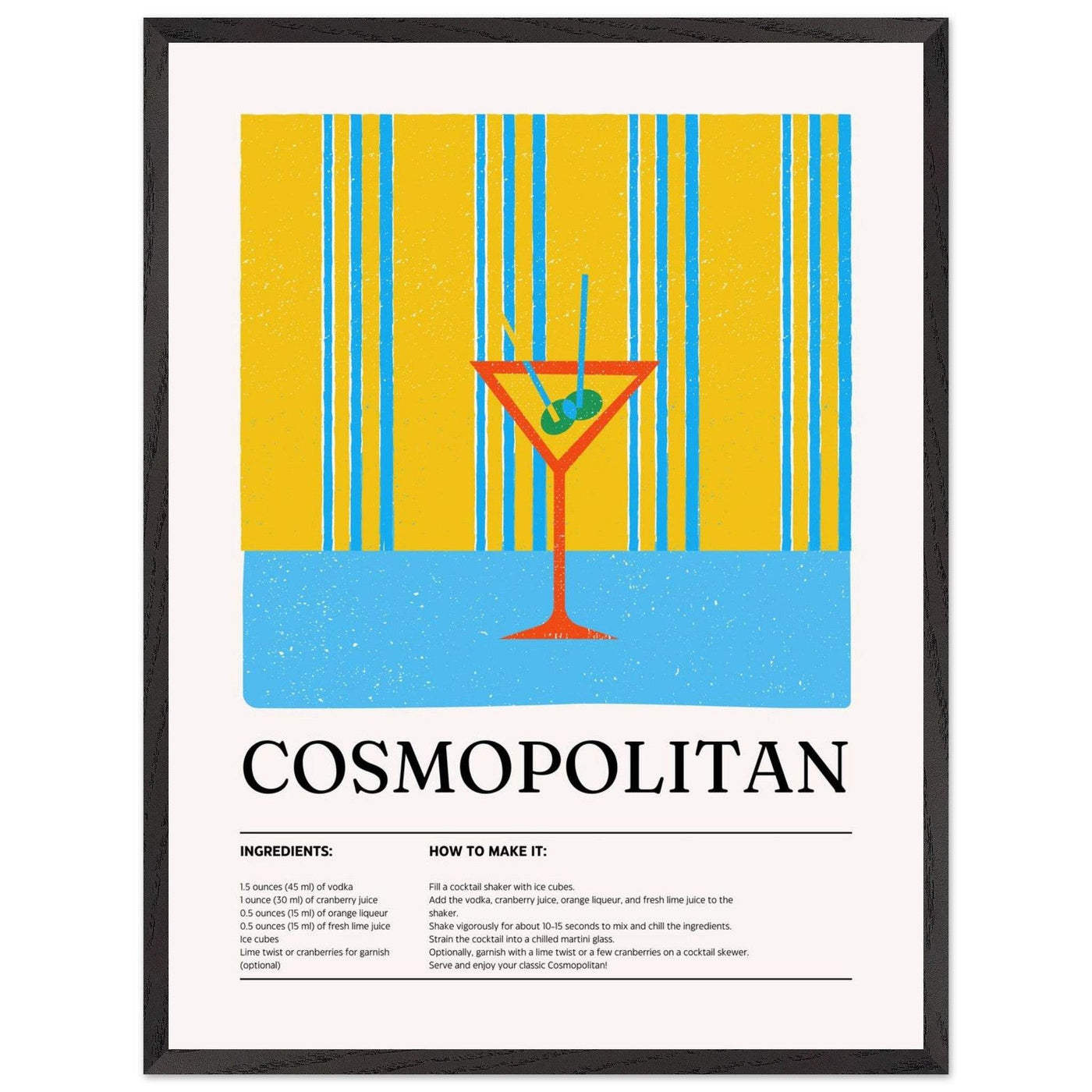 Cosmopolitan Cocktail Recipe City Chic Bar Print - Vibrantwalls