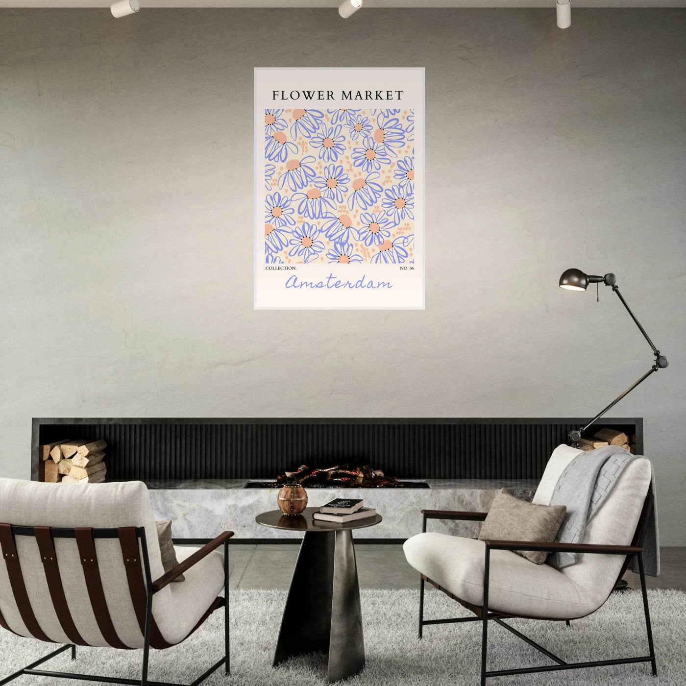 Abstract Floral Market Framed Poster – Whimsical Amsterdam Daisy Art Prints | Ready-to-Hang in Various Sizes - Vibrantwalls