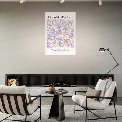 Abstract Floral Market Framed Poster – Whimsical Amsterdam Daisy Art Prints | Ready-to-Hang in Various Sizes - Vibrantwalls