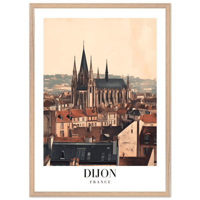 Dijon France Framed Poster – Vintage European Cityscape Wall Art with Wooden Frame - Vibrantwalls