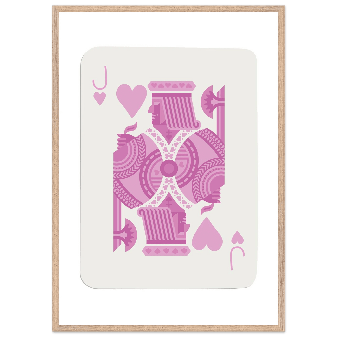 Jack of Hearts Poker Card Print - Eclectic Pink Framed Art - Eco-Friendly Wood Frame, Ready-to-Hang Decor - Vibrantwalls
