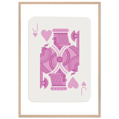 Jack of Hearts Poker Card Print - Eclectic Pink Framed Art - Eco-Friendly Wood Frame, Ready-to-Hang Decor - Vibrantwalls