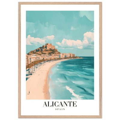 Alicante Spain Framed Poster – Vintage Coastal Wall Art with Azure Blues & Sandy Hues - Vibrantwalls