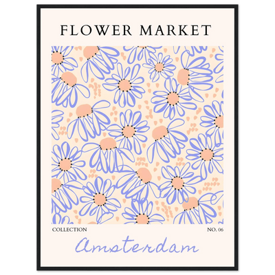 Abstract Floral Market Framed Poster – Whimsical Amsterdam Daisy Art Prints | Ready-to-Hang in Various Sizes - Vibrantwalls