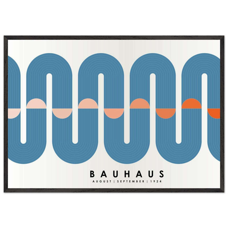 Bauhaus Style Blue Tunnel Movement Geometric Design Wall Art - Vibrantwalls