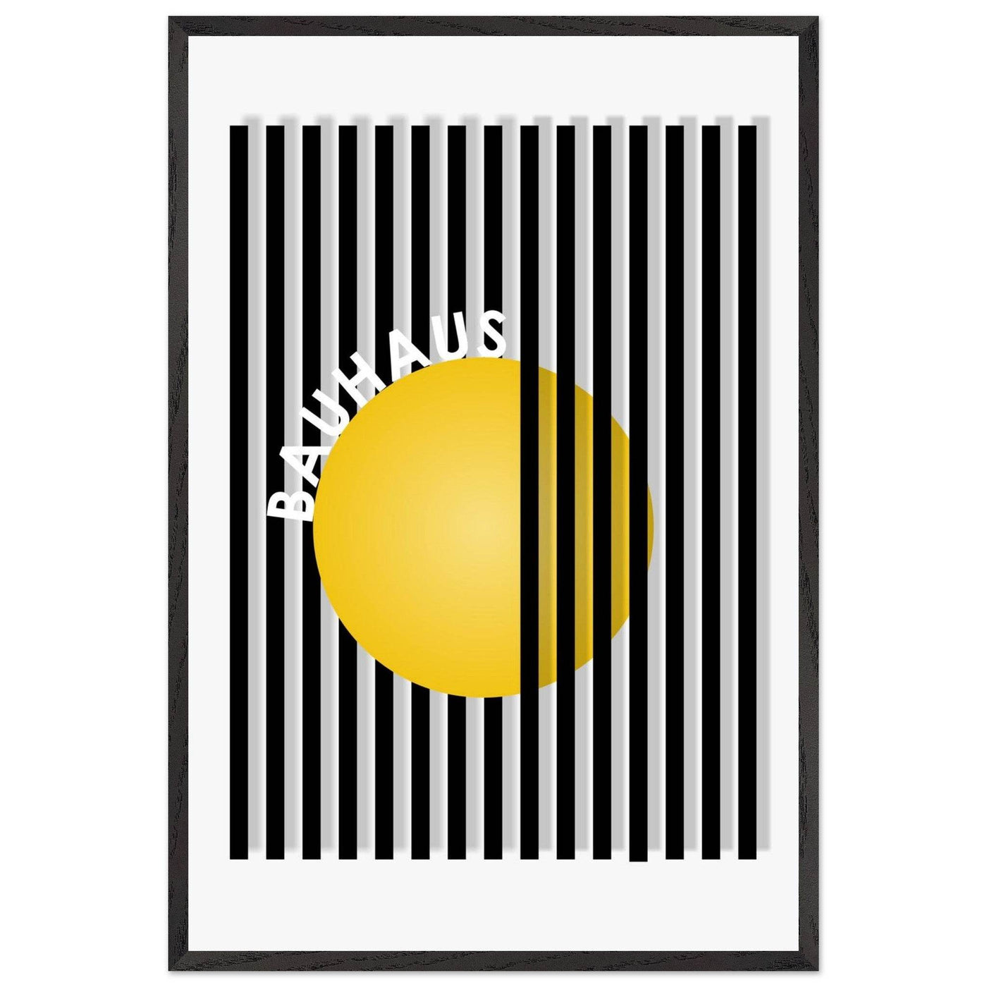 Bauhaus Yellow Circle Wall Art with Modern Stripes - Vibrantwalls