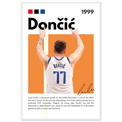 Luka Dončić El Matador Mavericks Framed Poster 60x90 cm 24x36″ White frame Vibrantwalls
