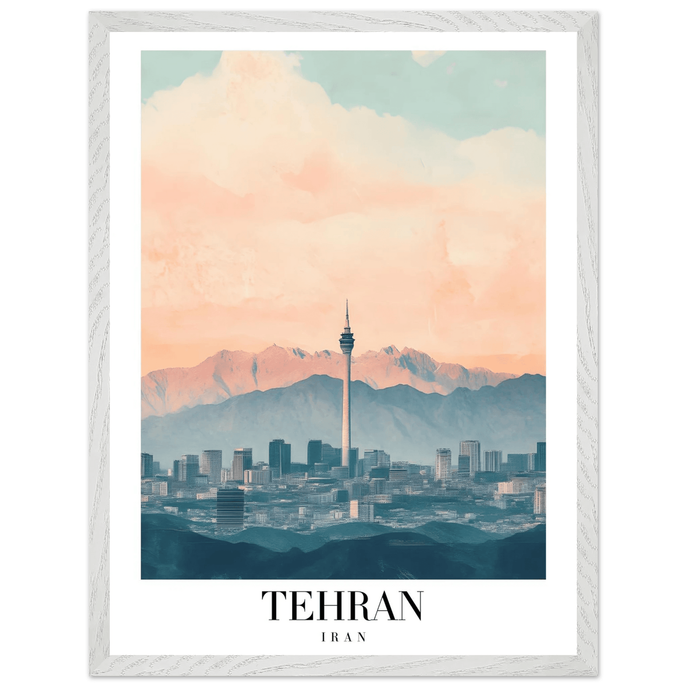 Tehran Iran Framed Poster – Vintage Cityscape Wall Art with Soft Hues & Wooden Frame - Vibrantwalls