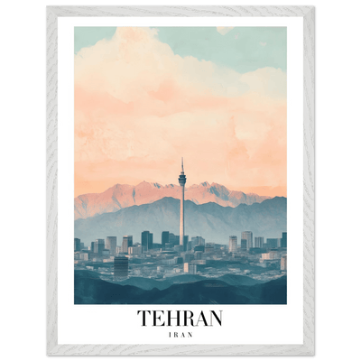 Tehran Iran Framed Poster – Vintage Cityscape Wall Art with Soft Hues & Wooden Frame - Vibrantwalls
