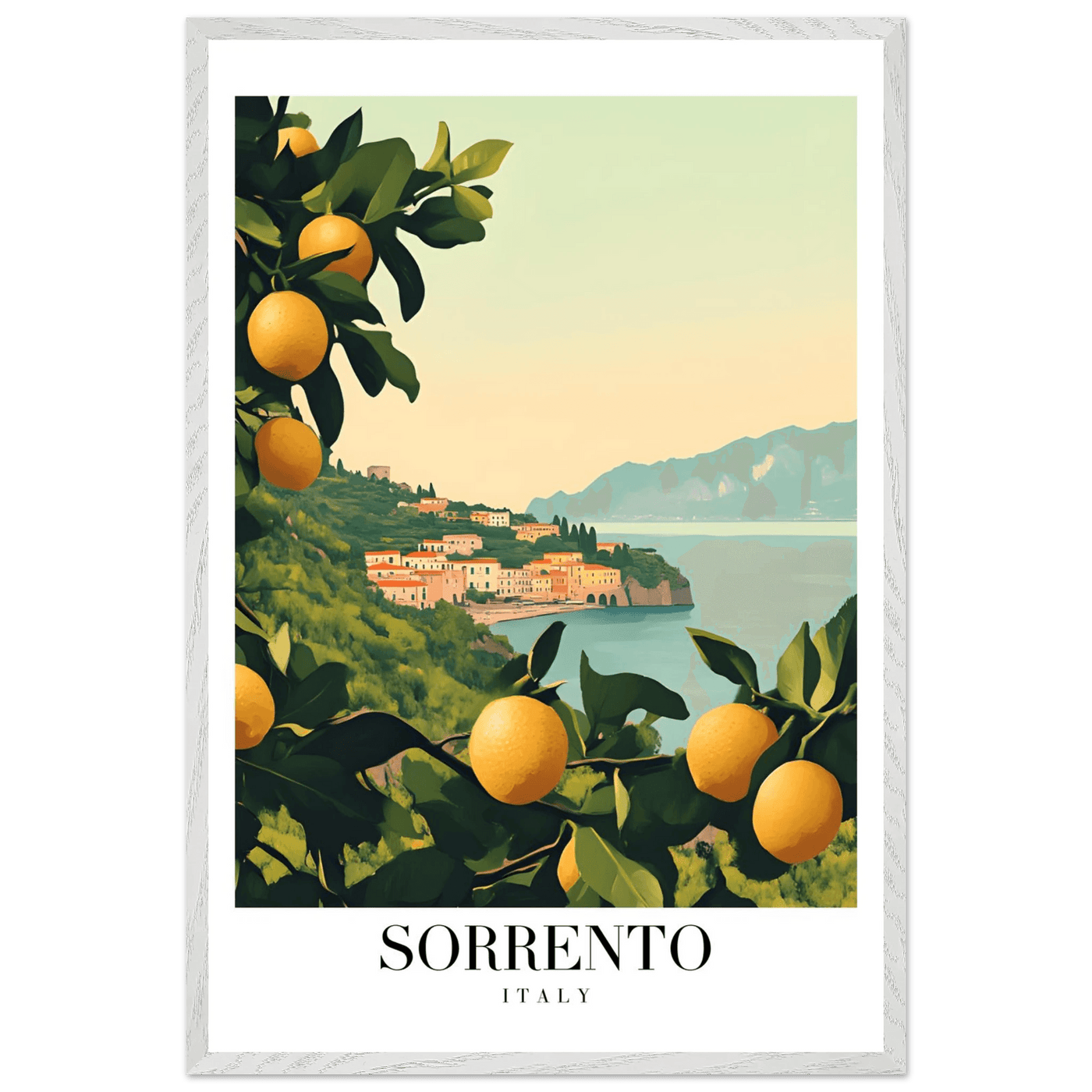 Sorrento Italy Framed Poster – Vintage Citrus Grove Travel Wall Art with Wooden Frame - Vibrantwalls