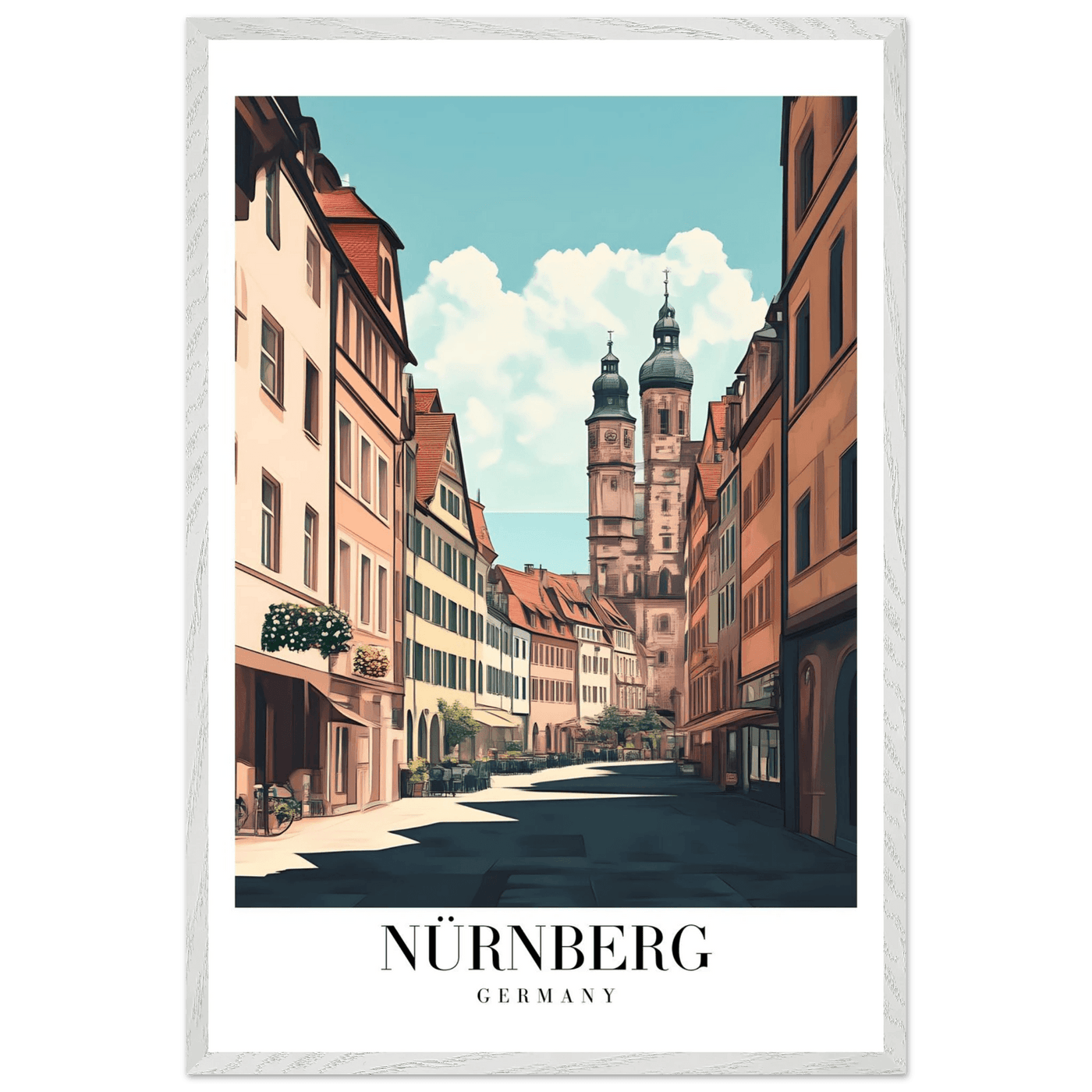 Nürnberg Germany Framed Poster – Vintage European Street Scene Wall Art with Wooden Frame - Vibrantwalls