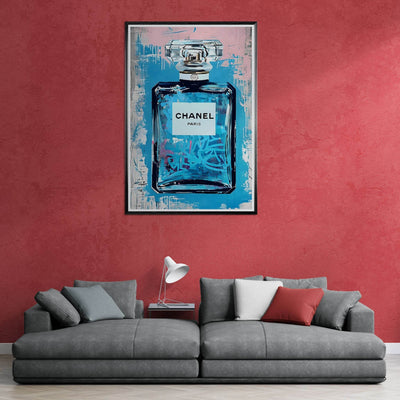 Abstract Chanel No. 5 Art Print in Mounted Frame - Iconic Glamour for Modern Decor - Vibrantwalls