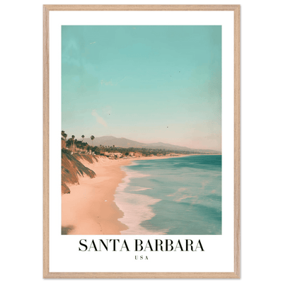 Santa Barbara USA Framed Poster – Pastel Beach Travel Wall Art in Your Choice of Frame - Vibrantwalls