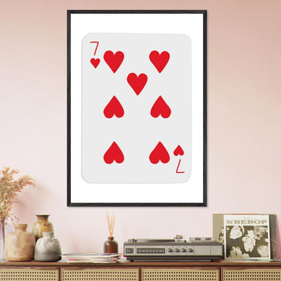 Lucky 7 of Hearts Poker Card Print - Mounted Framed Wall Art, Eco-Friendly Wood Frame & Multiple Sizes - Vibrantwalls
