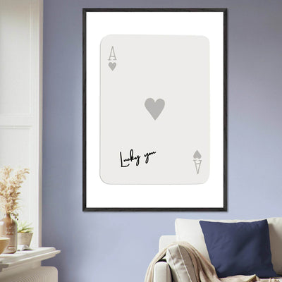 Lucky You Ace of Hearts Poker Card Print - Framed Eco-Friendly Wood Poster Art for Game Lovers - Vibrantwalls