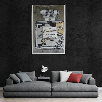 Chanel No. 5 Pop Art Print: Iconic Perfume Art with a Comic Twist, Framed in Your Choice of Style - Vibrantwalls