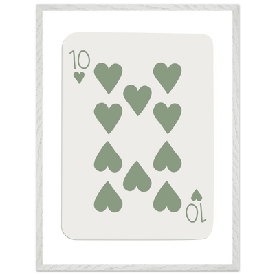 Minimalist Ten of Hearts Poker Card Print - Mounted & Framed Wall Art, Eco-Friendly Wood Frame in Your Choice of Finish - Vibrantwalls