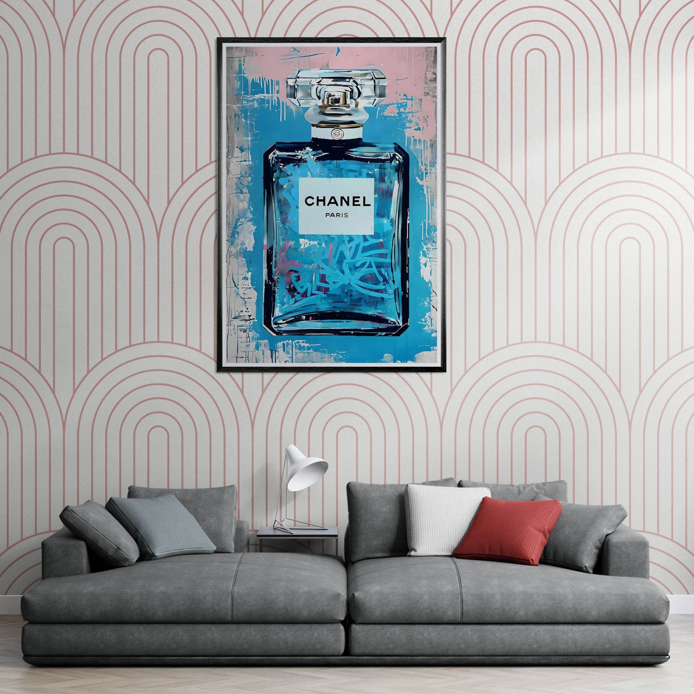 Abstract Chanel No. 5 Art Print in Mounted Frame - Iconic Glamour for Modern Decor - Vibrantwalls