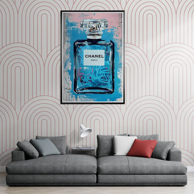 Abstract Chanel No. 5 Art Print in Mounted Frame - Iconic Glamour for Modern Decor - Vibrantwalls