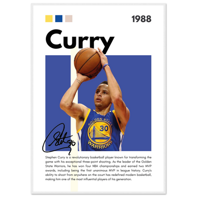 Stephen Curry Golden State Warriors Vintage Art 70x100 cm 28x40″ White frame Vibrantwalls