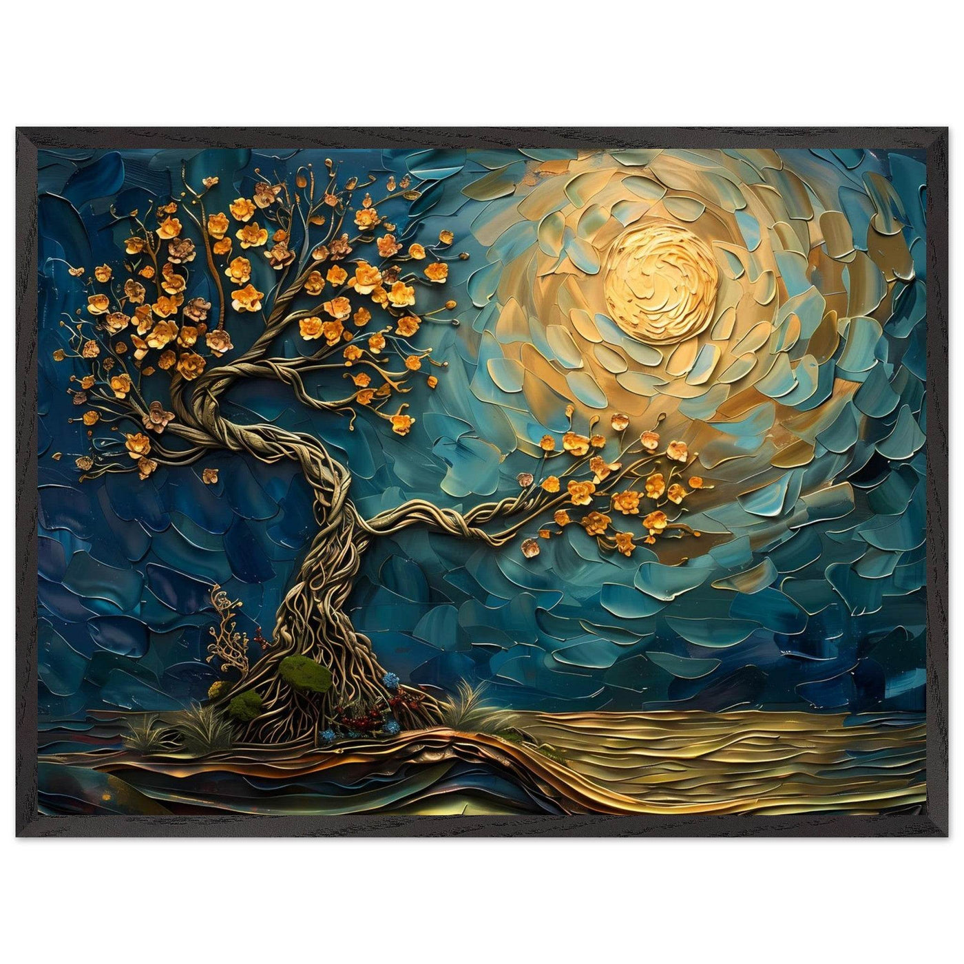 Tree of Life Jewelry - Golden Blooms & Midnight Sky Design - Vibrantwalls