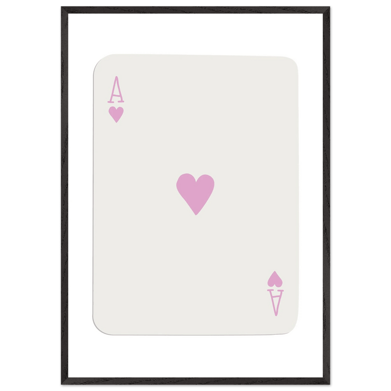Minimalist Ace of Hearts Poker Card Print - Mounted Framed Poster Art, Eco-Friendly Wood Frame - Vibrantwalls