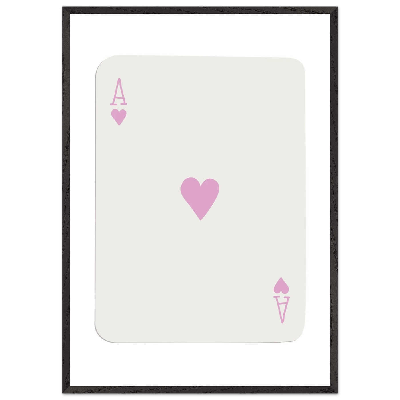 Minimalist Ace of Hearts Poker Card Print - Mounted Framed Poster Art, Eco-Friendly Wood Frame - Vibrantwalls