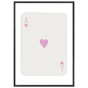 Minimalist Ace of Hearts Poker Card Print - Mounted Framed Poster Art, Eco-Friendly Wood Frame - Vibrantwalls