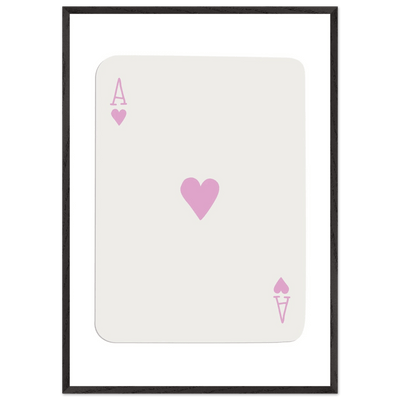 Minimalist Ace of Hearts Poker Card Print - Mounted Framed Poster Art, Eco-Friendly Wood Frame - Vibrantwalls