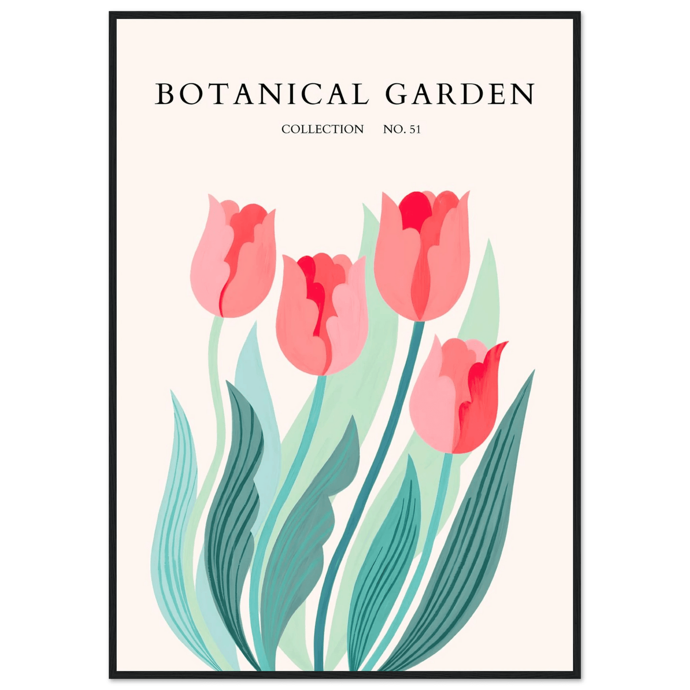 Botanical Garden Tulip Framed Poster – Pastel Florals & Nature Art Prints | Ready-to-Hang Wall Decor - Vibrantwalls
