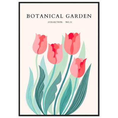 Botanical Garden Tulip Framed Poster – Pastel Florals & Nature Art Prints | Ready-to-Hang Wall Decor - Vibrantwalls