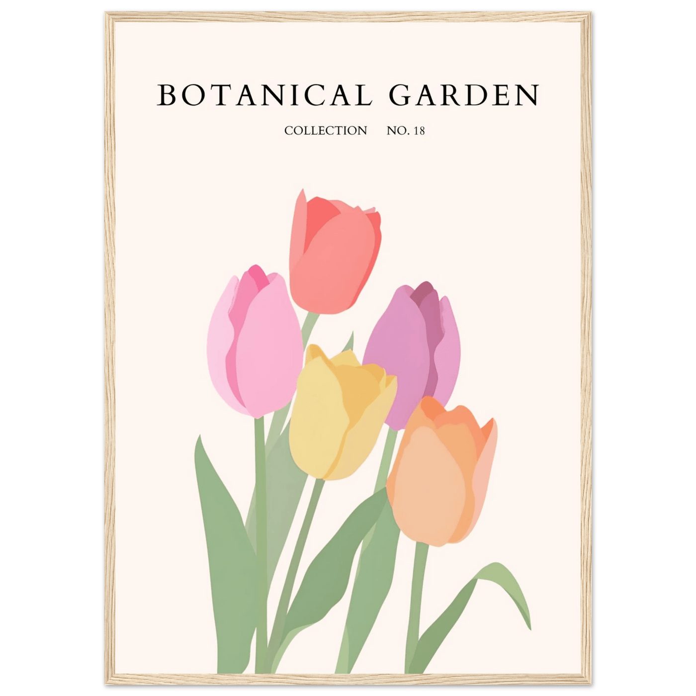 Botanical Garden Tulip Framed Poster – Pastel Bloom Art Print | Ready-to-Hang Floral Decor - Vibrantwalls