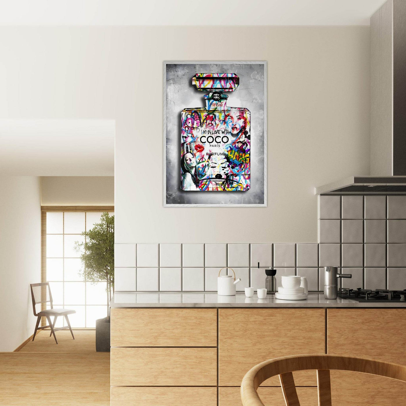 Vibrant Pop Art Chanel Perfume Bottle Print - Graffiti Chic Wall Decor for Fashion Lovers - Vibrantwalls