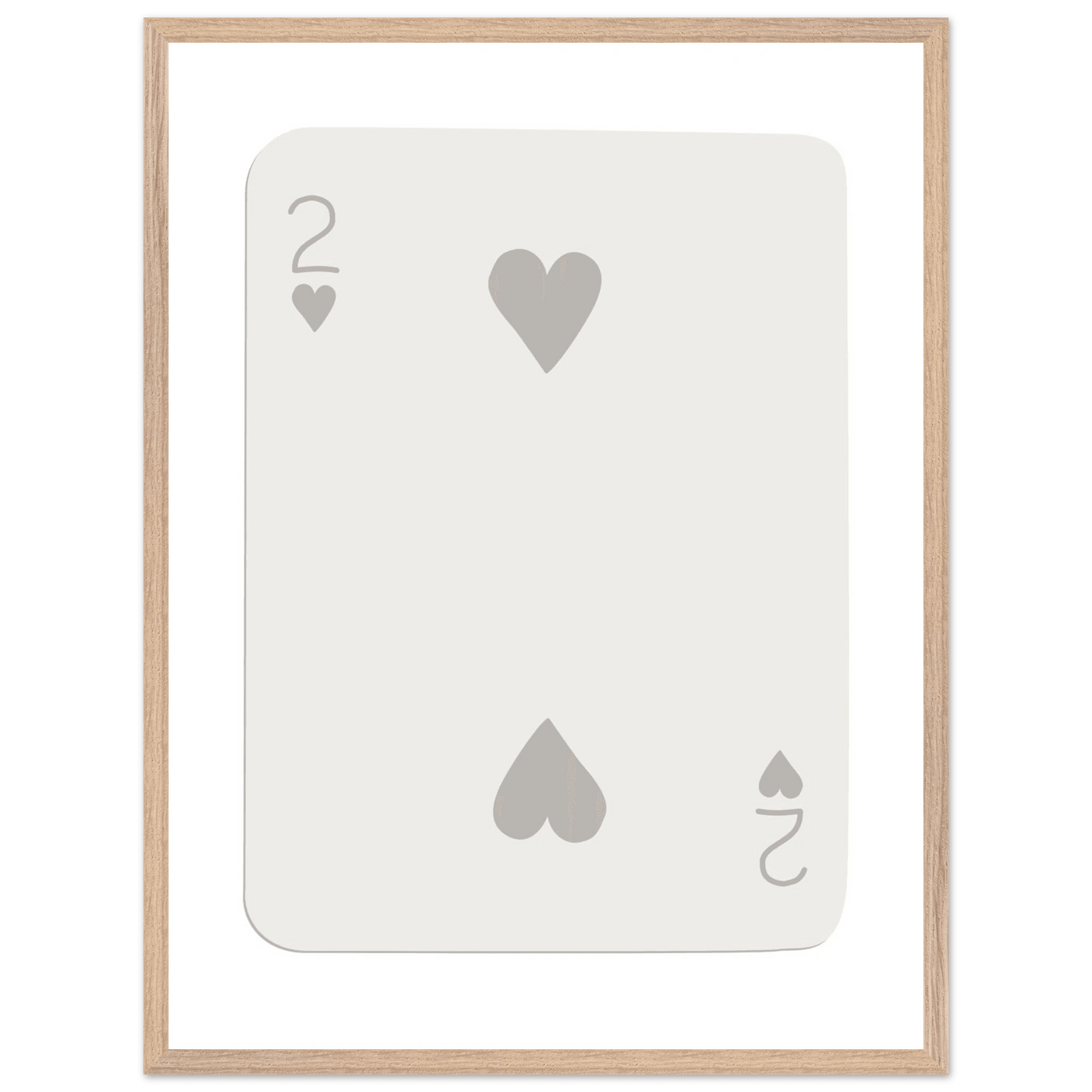 Minimalist Two of Hearts Poker Card Print - Mounted Framed Eco-Friendly Art for Modern Decor - Vibrantwalls