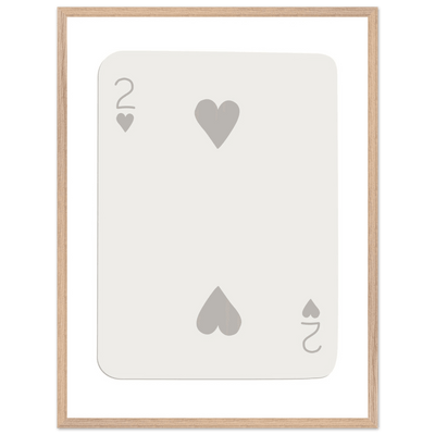 Minimalist Two of Hearts Poker Card Print - Mounted Framed Eco-Friendly Art for Modern Decor - Vibrantwalls